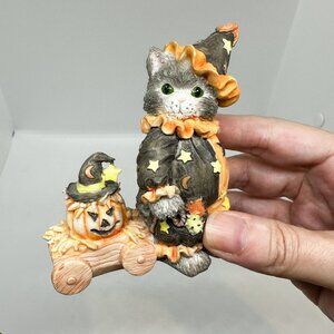 Vintage 1994 Calico Kittens Cat Halloween Clown Pumpkin Circus Celestial Stars